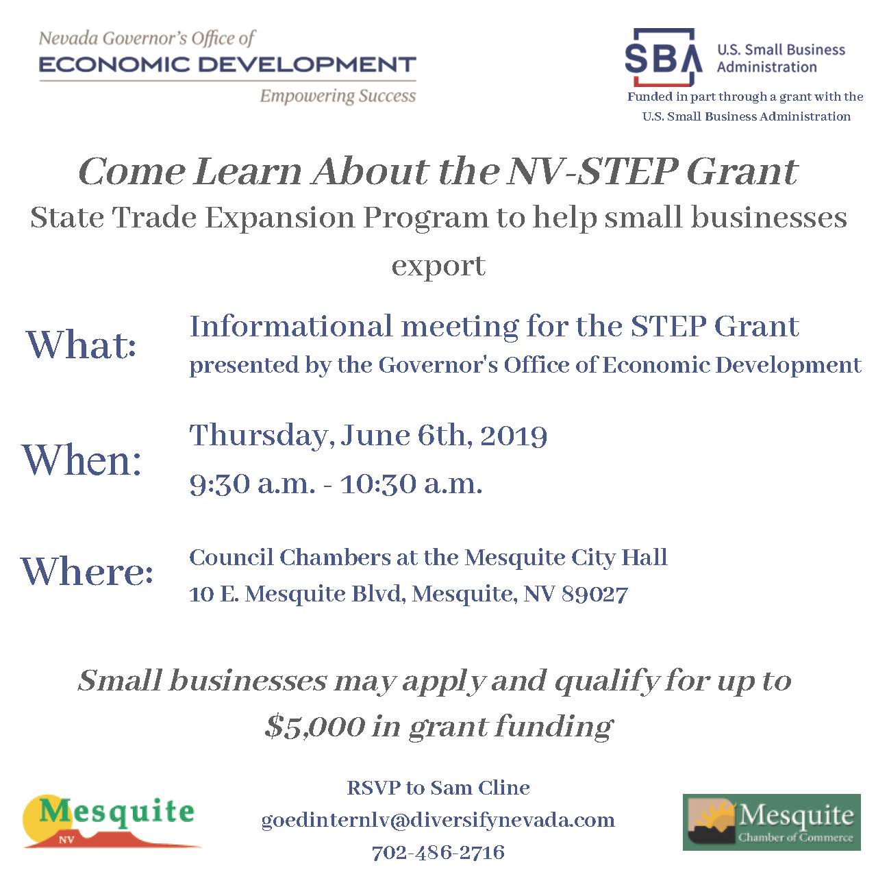 Nevada STEP Grant Seminar for Small Businesses